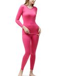 TSLA Women's Thermal Underwear Set, Soft Fleece Lined Long Johns, Winter Warm Base Layer Top & Bottom, Fleece Set Magenta, M