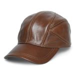 Chokore Vintage Leather Baseball Cap with Ear Protector (Light Brown)