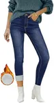 luvamia Womens Stretch Jeans High Waist Jeggings Women Jeggings Denim Pants for Women High Waisted Jeans for Women Thermal Fleece Denim Jeggings Women Timeless Blue Size Small US Size 4 to Size 6