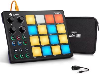 Synido TempoPAD USB MIDI Pad Controller with 16 RGB Beat Pad, Ultra-portable Mini Beat Maker Machine, Pad Controller with Backlit Drum Pad, Midi Pad for Beginner Music Production, Black