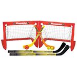 Franklin Sports Kids Folding Hockey Goal Set - Adjustable Hockey Sticks, Knee Sticks, Hockey Balls - For Street & Knee Hockey