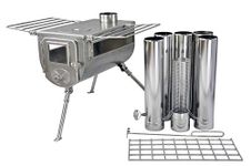 Winnerwell Woodlander Double-View Large Tent Stove | Portable wood Burning Tent Stove for Tents, Shelters, and Camping | 1500 Cubic Inch Firebox | Stainless Steel Construction | Includes Chimney Pipe