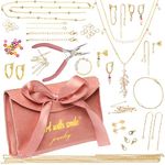 Jewelry Making Kit for Adults & Teens - Girls' DIY Bracelet Making Kit, Friendship Bracelet Kit w/Beads, Chains, Tools with 14K Gold & Silver-Plated Accessories for Necklaces & Earrings - Gold