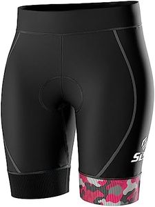 SLS3 Tri Shorts for Women - Triathlon Shorts in Womens - FX Slim Athletic Fit (Black/Sangria Camo, Medium)