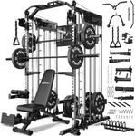 GOIMU SM4 Smith Machine with Dual Pulley System, 2500lbs Multi-Function Power Cage with LAT Pulldown & Low Row, Squat Rack with Weights Storage Rack & Leg Hold-Down Attachment for Home Gym