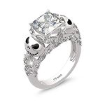 Jeulia 2 Carat Jack Skellington Rings Women Nightmare Before Christmas Skull Rings 925 Sterling Silver Princess Cut Band Ring Anniversary Promise Romantic Christmas Gifts for Her Teen Girls (5)