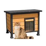 X-ZONE PET Cat House Outdoor & Indoor Wooden Cat House Weatherproof for Winter Ribbit Hutch Wooden House for Rabbits Guinea Pigs Cat Shelter with All-Around Iron Frame