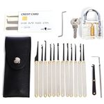 LOCK COWBOY 20-Piece Lockpicking Set with Transparent Padlock and Detailed Instructions - Professional Lock Picking Kit for Beginners, Experts - Portable Mens Gadgets for Security and Training