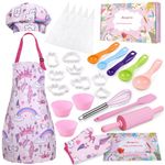 Anpro 27 Pcs Kids Kitchen Set, Unicorn Chef Set Kids Utensil Game Accessory, Chef Hat Mitt Kitchen Utensils, Ideal Birthday, 8-12 Years