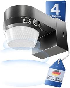 HUBER Motion 100 Infrared Motion Sensor 360° with 4 Sensors and Fresnel Lens - IP65 Motion Sensor LED Suitable I Includes Anti-Creep Protection & Area Limiting, Wall/Ceiling Mounting, Black