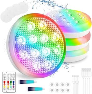 TEPENAR Rechargeable Pool Lights with Remote: (4 Pack) Submersible Led Light IP68 Waterproof 16 Color Changing Floating Underwater Hot Tub Lights with Magnet for Pond Bathtub Christmas Decoration