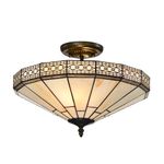 BELOFAY Mission Style Tiffany Ceiling Light Semi Flush Stained Glass Handmade Uplighter Shade Ceiling Lights for Living Room |16x11 Inches (WxH)