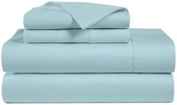 Minor Monkey 100% Egyptian Cotton Sheets Cooling Bedsheet Twin Size 1000 TC 4 Pc Egyptian Cotton Sheets for Twin Size Bed Sateen Luxury Hotel Sheets Soft Breathable Fits Upto 16" Mattress - Sky Blue