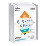 NIUBEE Acrylic Wall Sign Holder 8.5x11 Vertical, Clear Plastic Ads Frame for Paper, Bonus with 3M Tape and Mounting Screws(6 Pack)