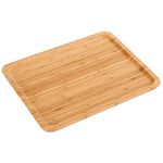 2-Pack Rectangle Bamboo Tray 15.75*11.81*0.80 IN Bamboo Serving Platter Bamboo Trays Serving Tray Bamboo Breakfast Dinner Food Trays Coffee Tea Serving Tray Fruit platters for Home Hotel Restaurant