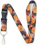 Vinylcation Basketball Lanyard for Kids, Men, Women, and Sports Fans - Long and Soft with Detachable Buckle, and Split Ring Keychain for School, ID Badge, or Work