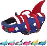 Malier Dog Life Jacket, Ripstop American Flag Dog Life Vest for Swimming Boating, Puppy Dog Shark Life Jacket with High Buoyancy Swimsuit for Small Medium and Large Dogs (X-Small, Red & Dark blue)