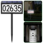 Solar Lighted House Number Plaque, EnSoleille Waterproof LED Address Signs with House Numbers and Marker for DIY Design, Wall Mounted & In Ground Installation, for House Yard Garden