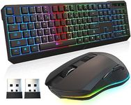 KLIM Blaze & Chroma Wireless Bundle - New 2024 - Wireless Gaming Keyboard and Mouse Combo - Responsive Durable Ergonomic - Backlit Keyboard - RGB Gaming Mouse Wireless - Long-Lasting Built-in Battery