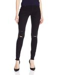 HUE Women's Ripped Knee Denim Leggings, Black, XL