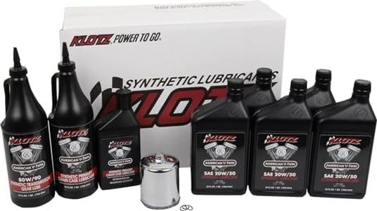 Klotz 20W/50 Synthetic Motor Oil Change Kit for Twin Cam 1999-2018 & Milwaukee-Eight 2017-2024 (5-Quart Premium Kit)