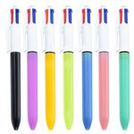 qijiefenCC 7 Pack 4-in-1 Retractable Ballpoint Pens,Multi Coloured Pens All In One,Medium 1.0mm,Black, Blue, Red and Green,for Office School Supplies Students Children Gift