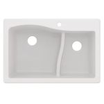 Kraus Quarza Kitchen Sink | 33-Inch 60/40 Bowls | White Granite | KGD-442 Model