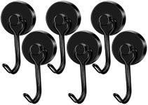 LOVIMAG Magnetic Hooks, 80LBS Neodymium Magnet Hooks Swivel Strong Magnetic Hooks for Hanging, Black Magnets with Hooks for Cruise Cabins, Refrigerator, Grill, Metal Door, Locker -6 Pack