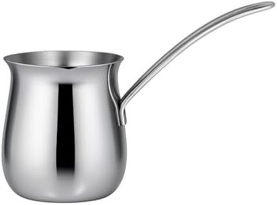 Natier 20 oz Stainless Steel Turkish Coffee Pot – Milk Butter Chocolate Warmer, Cezve Ibrik Briki Stovetop Coffee Maker & Sauce Pan, Greek Arabic Coffee Maker, 18/8 Steel with Non-Drip Spout