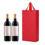 10Pcs Wine Bottle Gift Bags Paper Champagne Bag Double Single Wine Bottle Carrier Bags Party Tote Bags with Strong Rope Handles for Wine Present, Wedding/Birthday/Christmas Party Favors, Red, Black