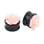 ANAZOZ Mens Gauges 25mm,Acrylic Tunnels Pink Piercing Jewelry 2 Pieces with Pink Rose