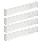 mDesign Adjustable, Expandable Drawer Organizer/Divider - Foam Ends, Strong Secure Hold, Locks in Place - for Bedroom, Bathroom, Closet, Office, Kitchen Storage - 2.5" High - 4 Pack, White