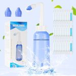 HANNEA® Nasal Rinser Kit for Sinus & Allergy Relief, With 30 Packs Nasal Wash Saline(2.7g/per pack) 300ml Reusable Nasal Rinser Kettle, Relieve Nasal Discomfort, Suits for Daily Use, with 2 Rinse Tips