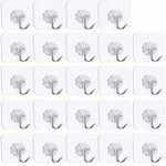 Self Adhesive Hooks, Heavy Duty Wall Hooks Anti-Skid Traceless Sticky Hook for Kitchen Bathroom Clothes Office Ceiling Hanger for Hanging Coat Cloth Towel Key Decorations - 24 Pack