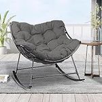 OKSTENCK Upholstered Rocking Chair - Modern Rocking Chair with Iron Frame and Thick PP Upholstery, Single Rocking Chair for Living Room, Bedroom, Lounge, Office, Outdoor Balcony, Grey