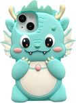 ClickCase for iPhone 15 Pro Max Cute 3D Dragon Case Funny Cartoon Cases Shockproof Protective Soft Liquid Silicone Back Case for iPhone 15 Pro Max Case Back Cover for Girls/Women (Sea Green Dragon)