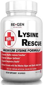 LYSINE Rescue- L Lysine Supplement, Monolaurin, Red Marine Algae, Allicin, All Natural Immune Support 1400mg 90 Capsules