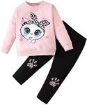 Toddler Children Toddler Baby Girls Long Sleeve Cute Cartoon Animal Tops Blouse Leopard Print Trousers Outfits Set 2 Pieces Clothing Pyjamas Girls, pink, 2-3 Years