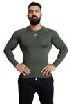 FUAARK Men's Full Sleeve Compression T-Shirt - Athletic Base Layer for Fitness, Cycling, Training, Workout, Tactical Sports Wear (Olive, XL)