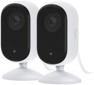 Arlo Essential 2K Wi-Fi Indoor Security Camera, 2K Video, Night Vision, Motion Detector, Siren, Arlo Secure Plan Trial, Set of 2