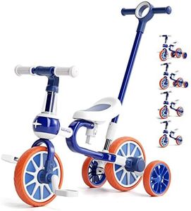 KORIMEFA 5 en 1 Vélo Draisienne Évolutif avec Putter pour Enfants 2-4 Ans Tricycle Vélo avec Pédale Amovible, Siège et Poignée Réglablespour Garçon et Fille