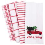 KAF Home Pantry Kitchen Holiday Dish Towel Set of 4, 100-Percent Cotton, 18 x 28-inch (Vintage Red Christmas Truck)