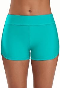 SOCIALA Swim Shorts Women High Waisted Board Shorts Swimming Bathing Shorts Boyleg Swim Bottom Aqua XL