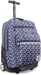 J World New York Sundance Rolling Backpack Girl Boy Roller Bookbag, Black and White, 20 X 13 X 9" (H X W X D)", Sundance Rolling Backpack Girl Boy Roller Bookbag