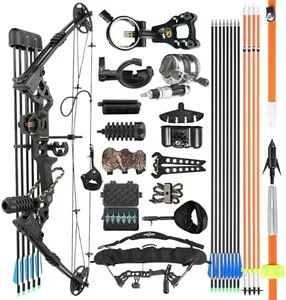 surwolf Archery Bowfishing Compound Bow Kit Ready to Fish Kit with Bowfishing Reel, Bow Fishing Arrows Right & Left Handed for Adult/Youth Fishing Hunting Target Shooting (Black, Left-Handed)