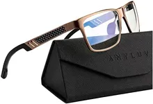 ANYLUV Mens Reading Glasses Blue Light Blocking, Premium Square 2.25 Reading Glasses Mens Womens with Al-mg Frame