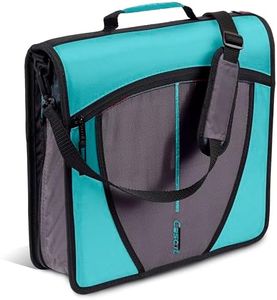 Case-it Mighty Zip Tab School Zipper Binder | 3-Inch O-Rings, 600-Sheet Capacity, 5-Subject Expanding File Folder, Multiple Pockets & Storage Organizer, Shoulder Strap | D-146 Spearmint