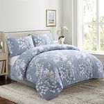 Marina Decoration Ultra Soft Silky Zipper Rich Printed Rayon from Bamboo All Season 3 Pieces Duvet Cover Set with 2 Pillowcases, Romantic Inkwash Floral Pattern Queen Size