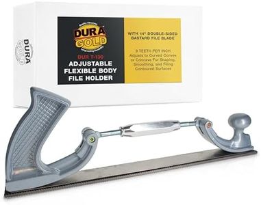 Dura-Gold Adjustable Flexible Body File Holder with 14" Double-Sided Bastard File Blade, 9 Teeth Per Inch - Adjusts to Curved Convex or Concave for Shaping, Smoothing, and Filing Contoured Surfaces