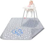 Splat Mat, Anti Slip and Waterproof Splat Mat for Under High Chair, Baby Playtime Splat Mat for Art and Crafts, Portable Picnic Mat and Floor Protector for Baby Grey Star